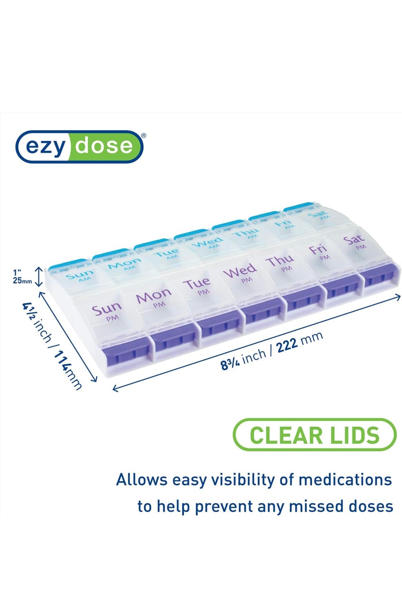 Ezy dose push button pill case Am&Pm