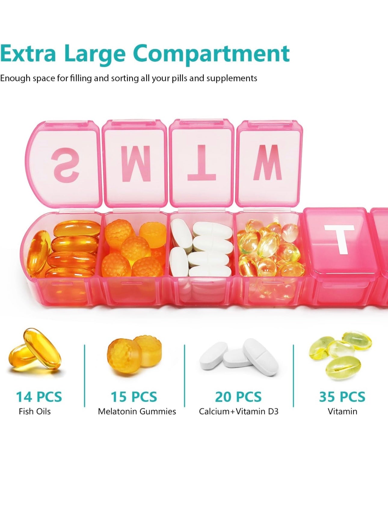 MOLN XL weekly pill organiser (pink)