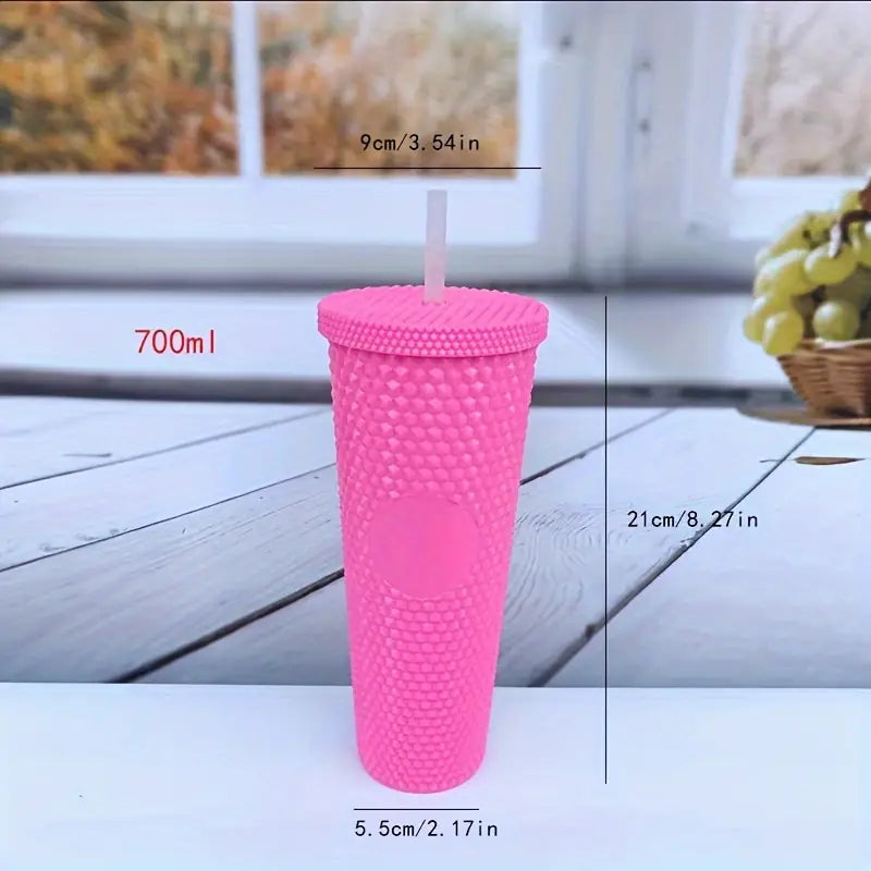 PLASTIC CUP WITH LID/STRAW