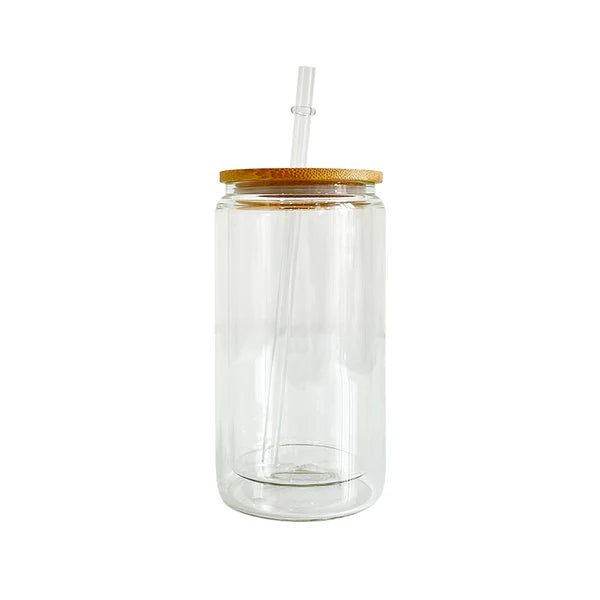 GLASS BOTTLE WITH STRAW